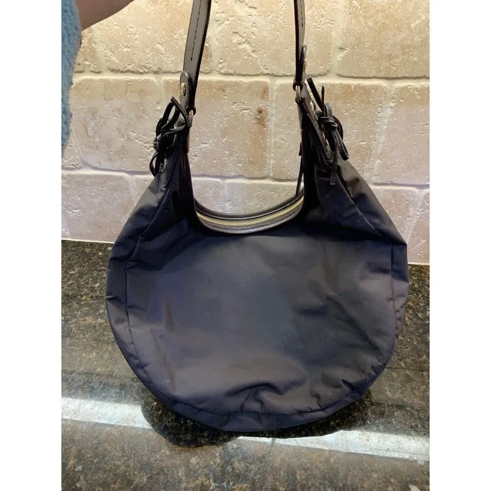 Kate Spade Flatiron Nylon Bag Purse Hobo Brown EUC